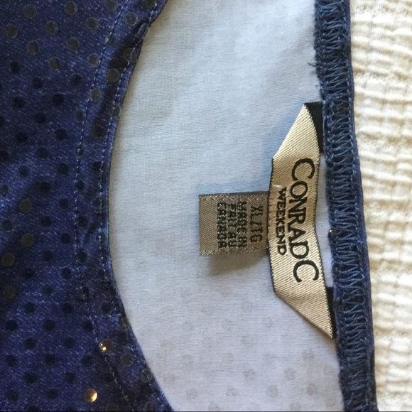ConradC Navy Blue Top with iridescent flat sequins - Picture 7 of 8